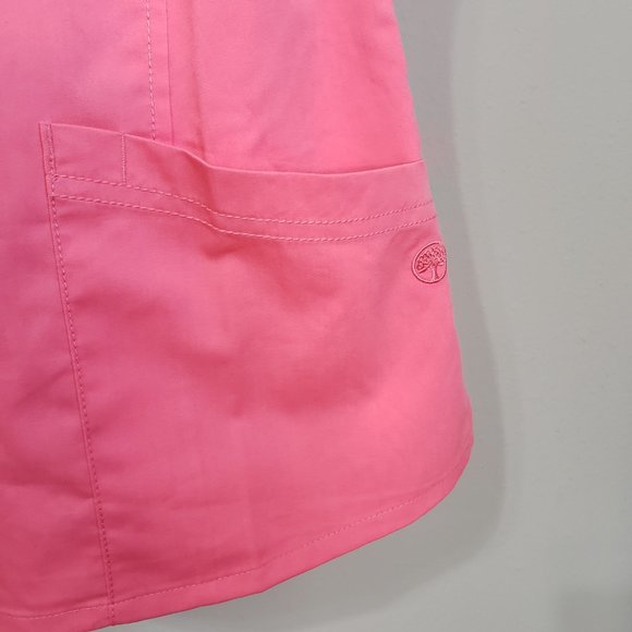 Purple Label by Healing Hands Pink Jasmine V-Neck Stretch Solid Scrub Top Small - Picture 7 of 12